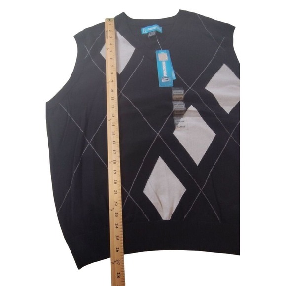 PGA TOUR V Neck Argyle Sweater Vest Black Gray Size XLarge NWT Golf Dad Grandpa - Picture 4 of 10